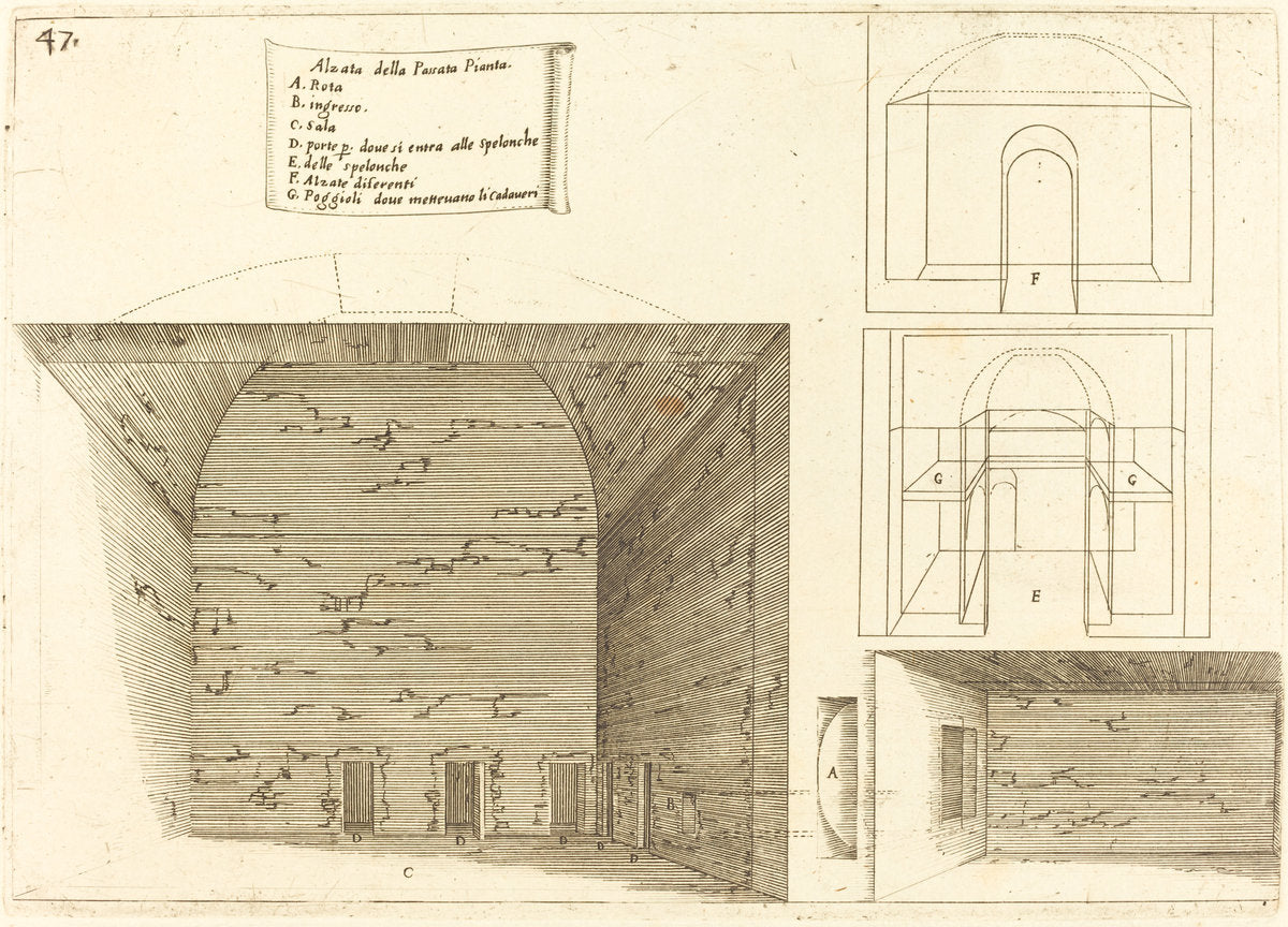 Elevation of a Passage Plan by Jacques Callot (French, 1592 - 1635), 16X12"(A3)Poster Print