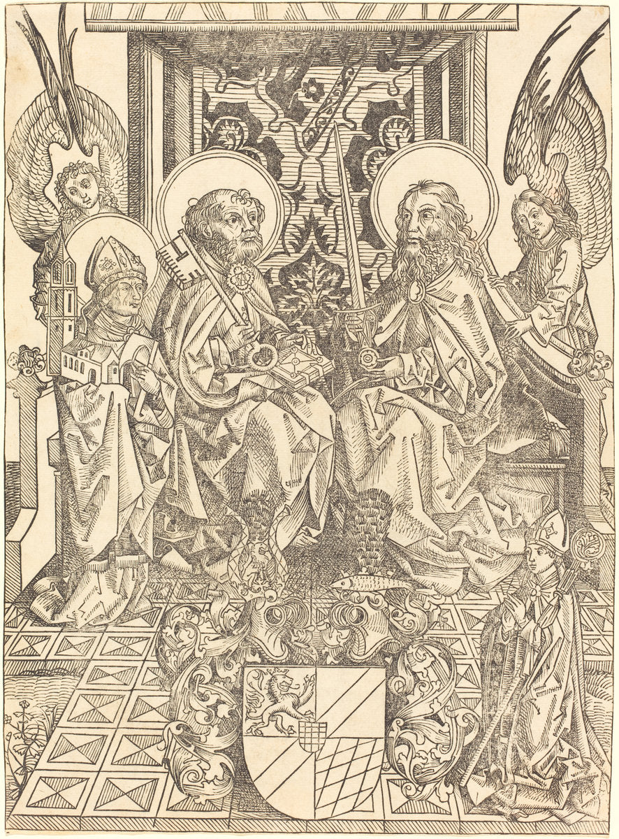 Saints Peter and Paul under a Canopy by Wilhelm Pleydenwurff (German, c. 1458 - 1494), 16X12"(A3)Poster Print