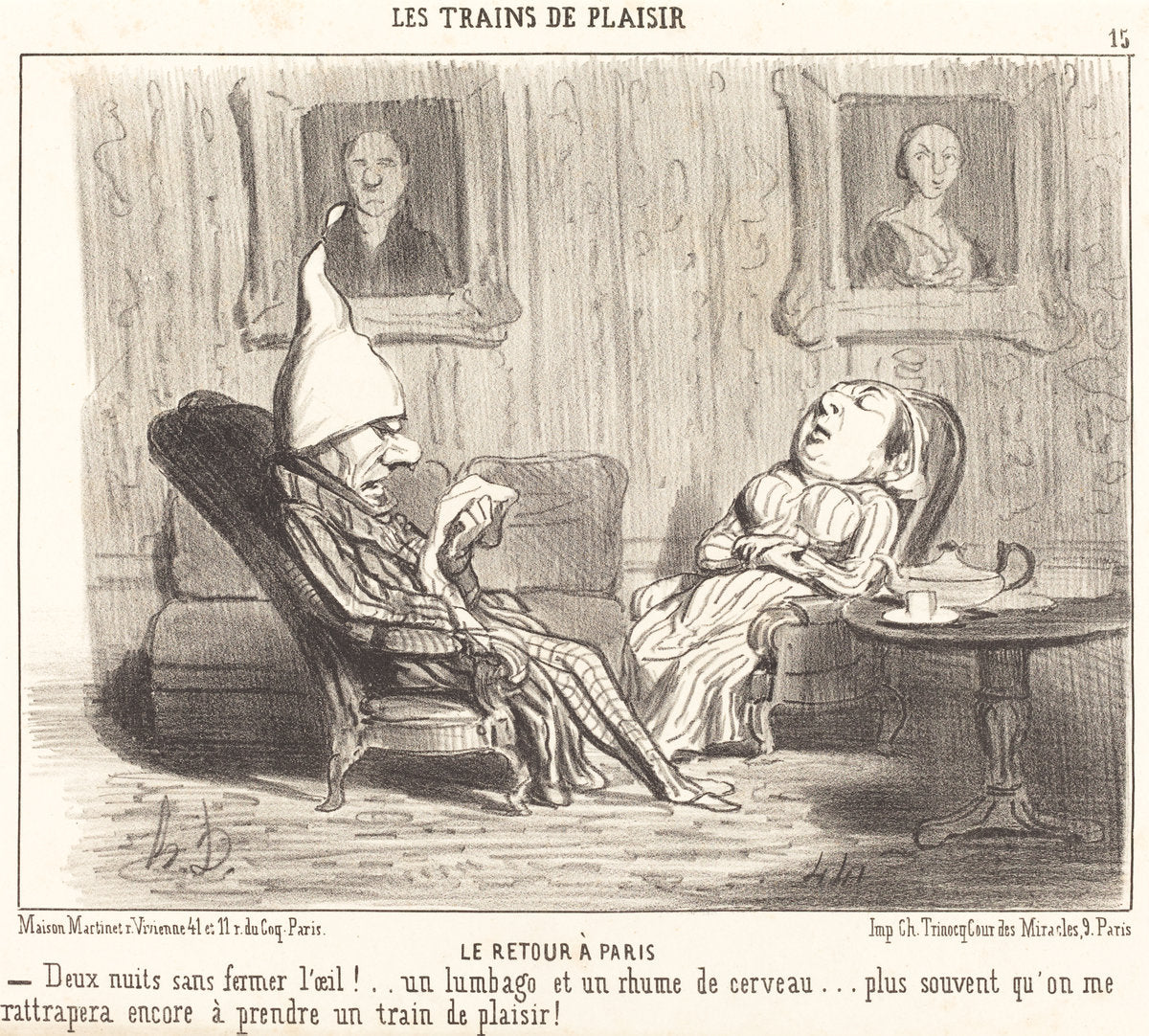 Le Retour a Paris by Honoré Daumier (French, 1808 - 1879), 16X12"(A3)Poster Print