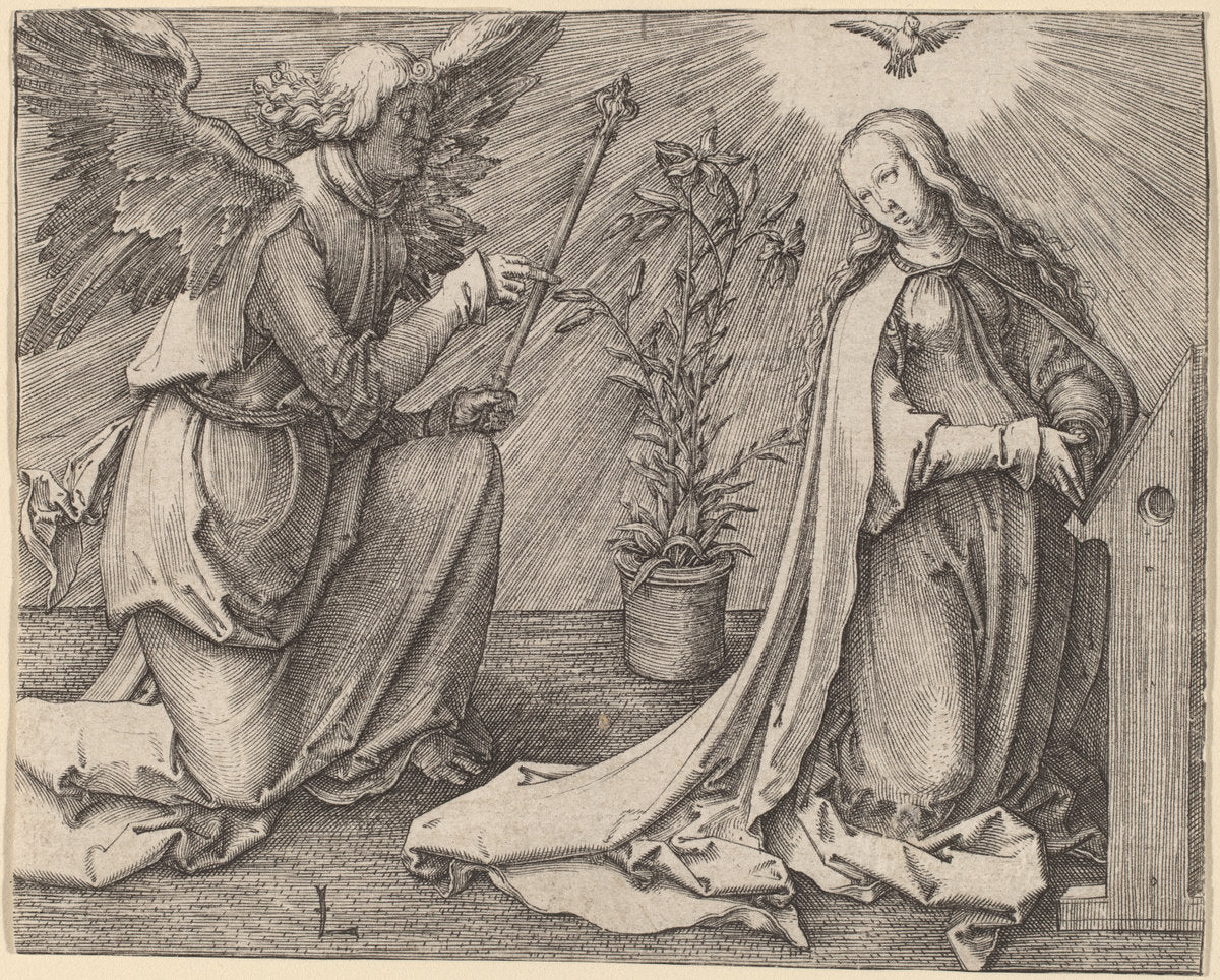 The Annunciation by Lucas van Leyden (Netherlandish, 1489/1494 - 1533), 16X12"(A3)Poster Print