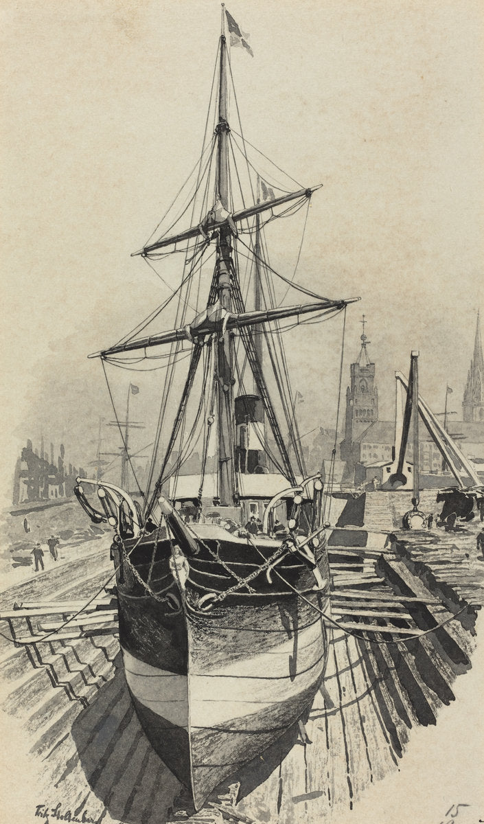 Auswanderer-Dampfer by Fritz Stoltenberg (German, 1855 - 1921), 16X12"(A3)Poster Print