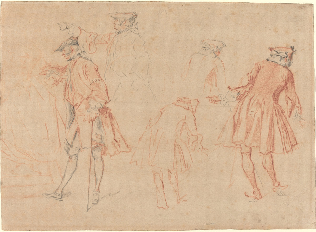 Sketches of a Gentleman by Jacques André Portail (French, 1695 - 1759), 16X12"(A3)Poster Print