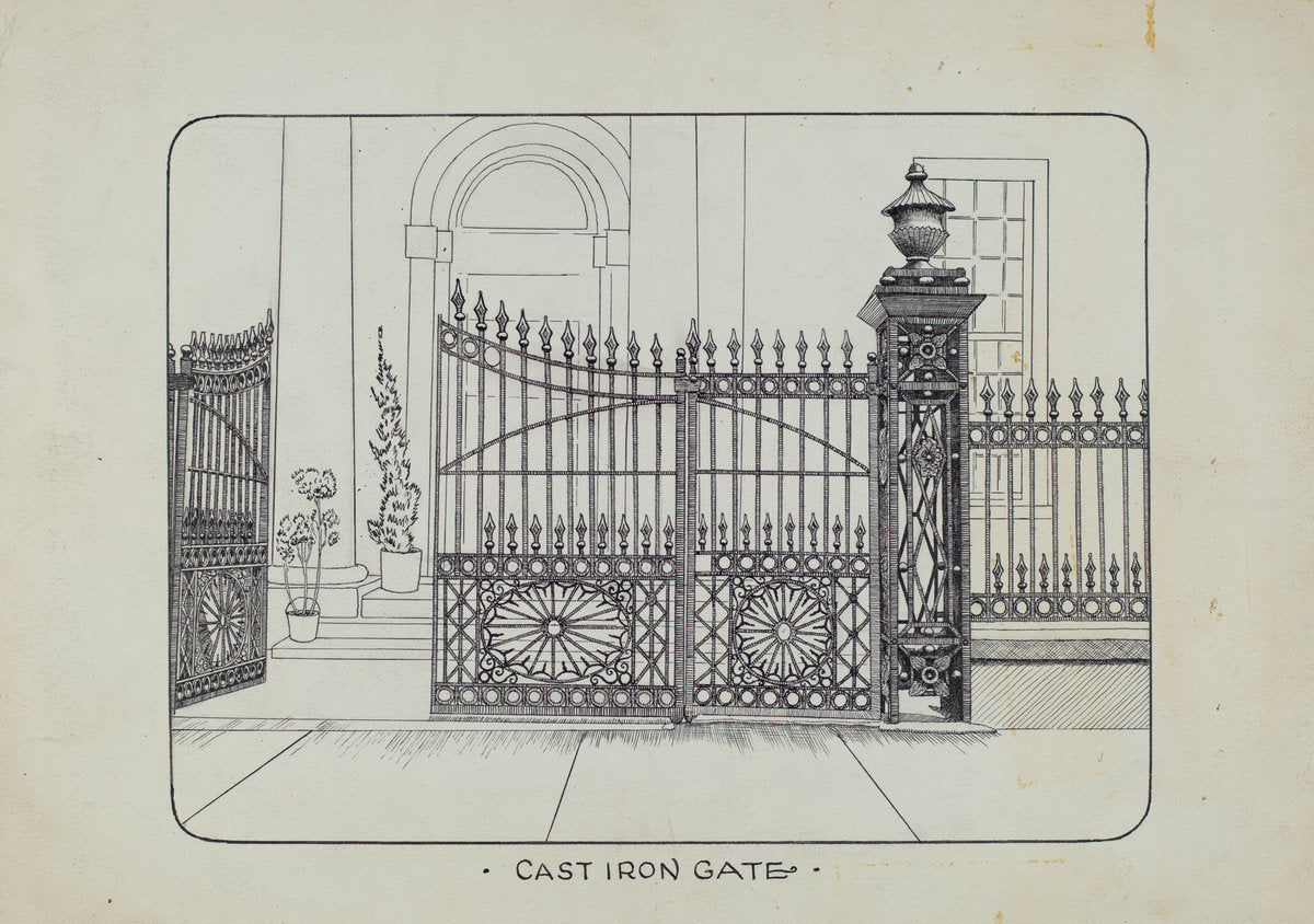 Iron Gate and Fence by Ray Price (American, active c. 1935), 16X12"(A3)Poster Print