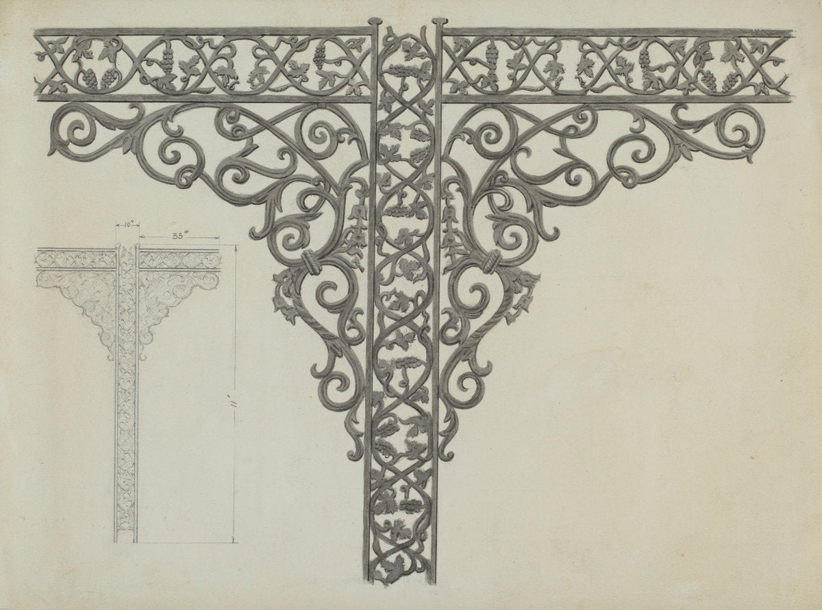 Iron Porch Supports by John R. Towers (American, active c. 1935), 16X12"(A3)Poster Print
