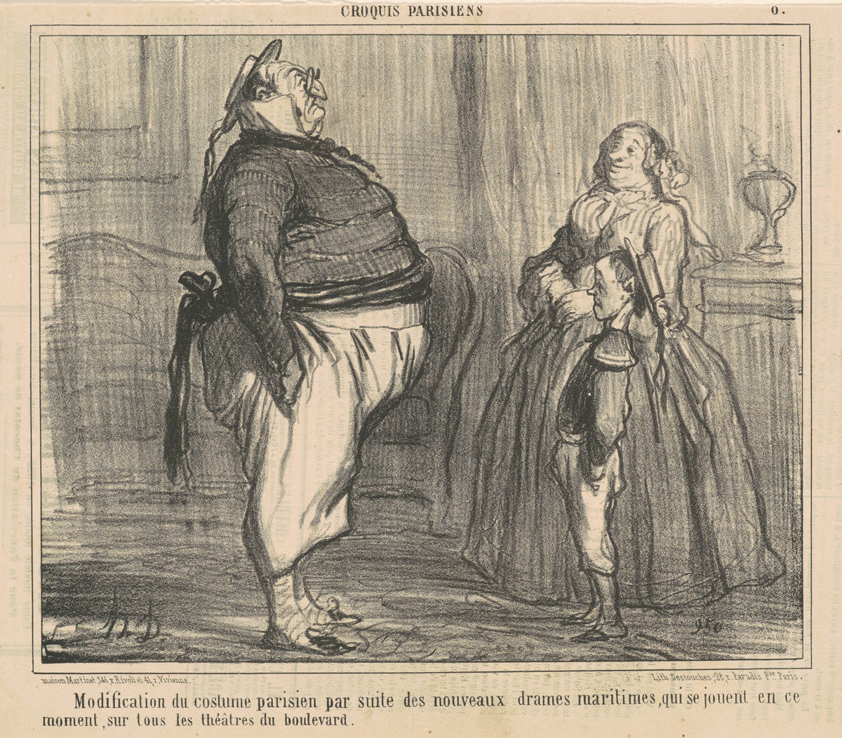 Modification du costume parisien ... by Honoré Daumier (French, 1808 - 1879), 16X12"(A3)Poster Print