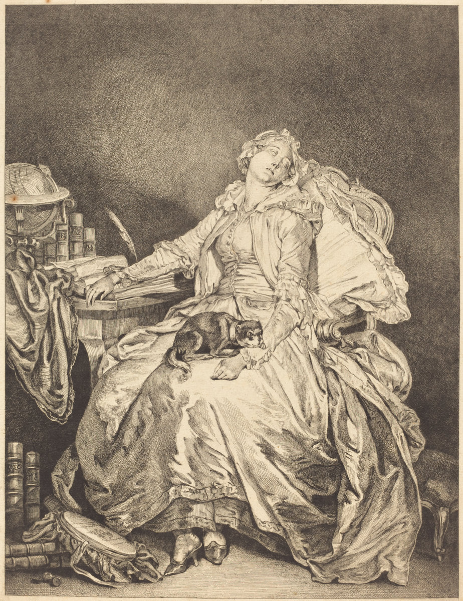 La philosophie endormie by Jean-Michel Moreau after Jean-Baptiste Greuze (French, 1741 - 1814), 16X12"(A3)Poster Print