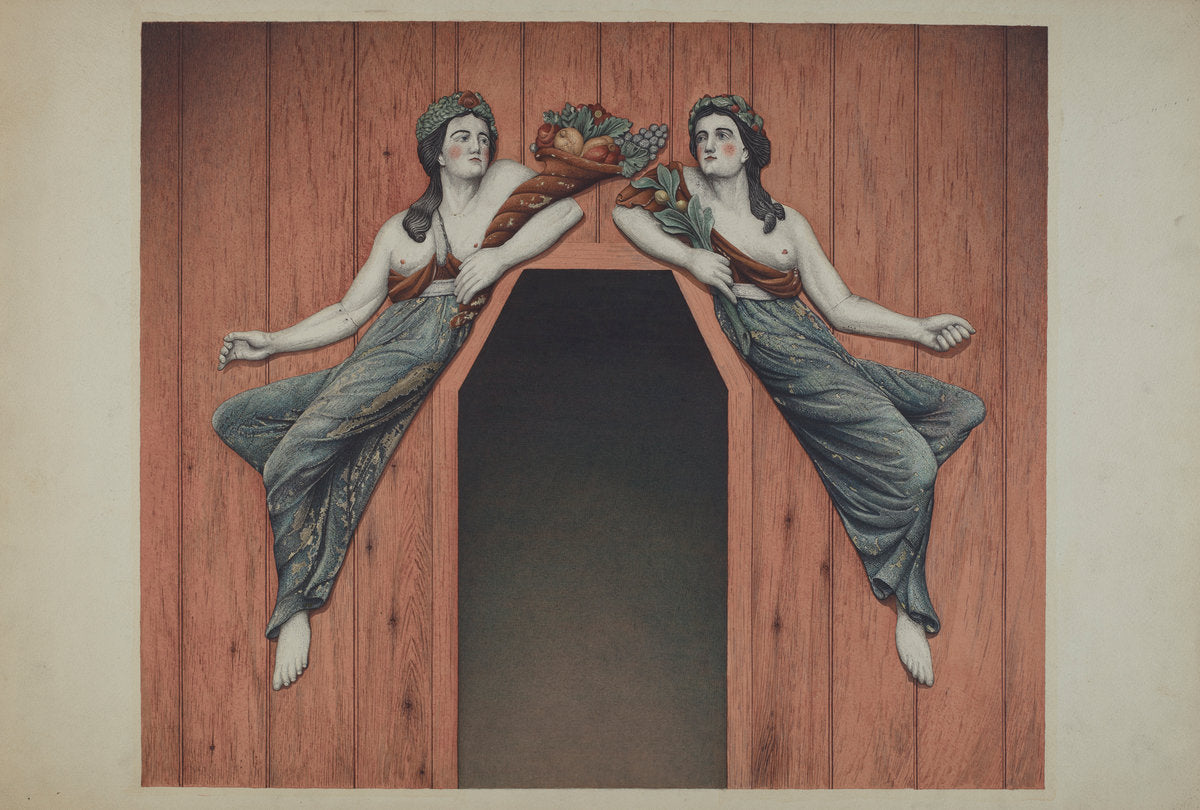 Decorative Figures "Peace and Plenty" by Robert Pohle (American, active c. 1935), 16X12"(A3)Poster Print