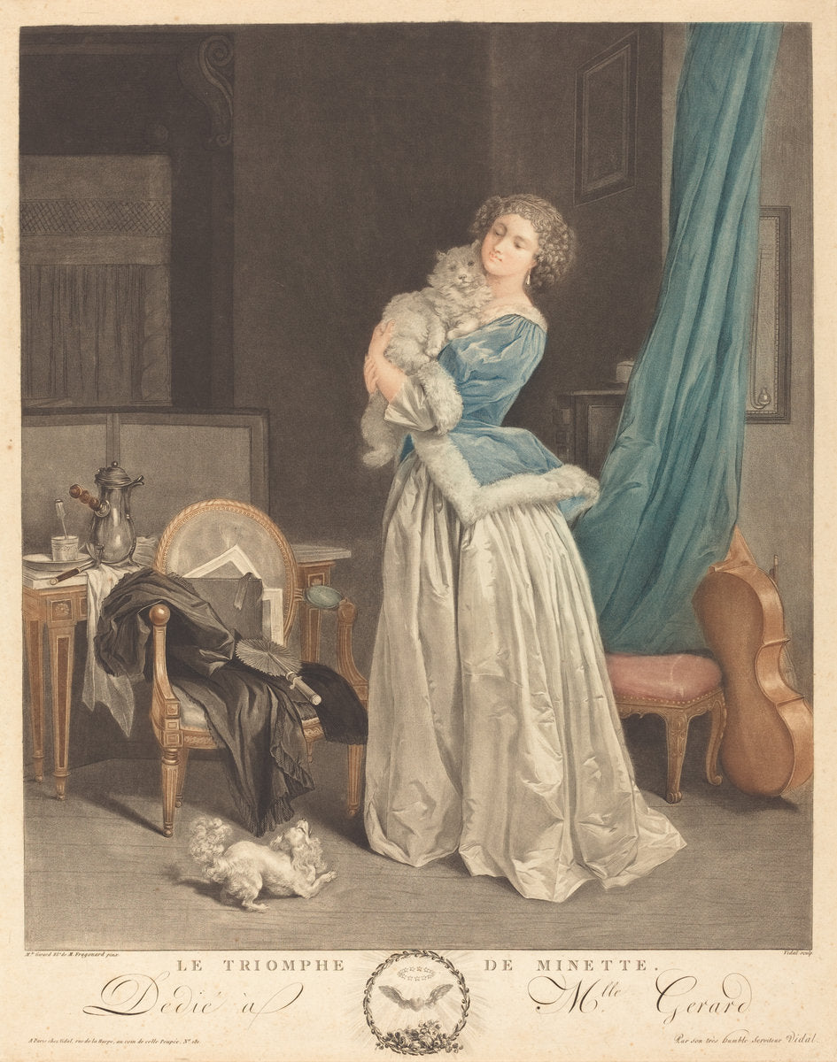 Le triomphe de Minette by Geraud Vidal after Marguerite Gérard (French, 1742 - 1801), 16X12"(A3)Poster Print