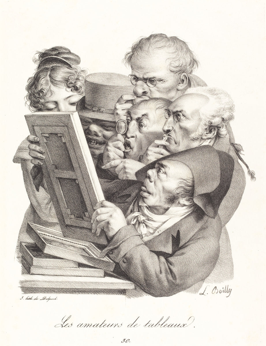 Les amateurs de tableaux (The Picture Enthusiasts) by Louis-Léopold Boilly (French, 1761 - 1845), 16X12"(A3)Poster Print
