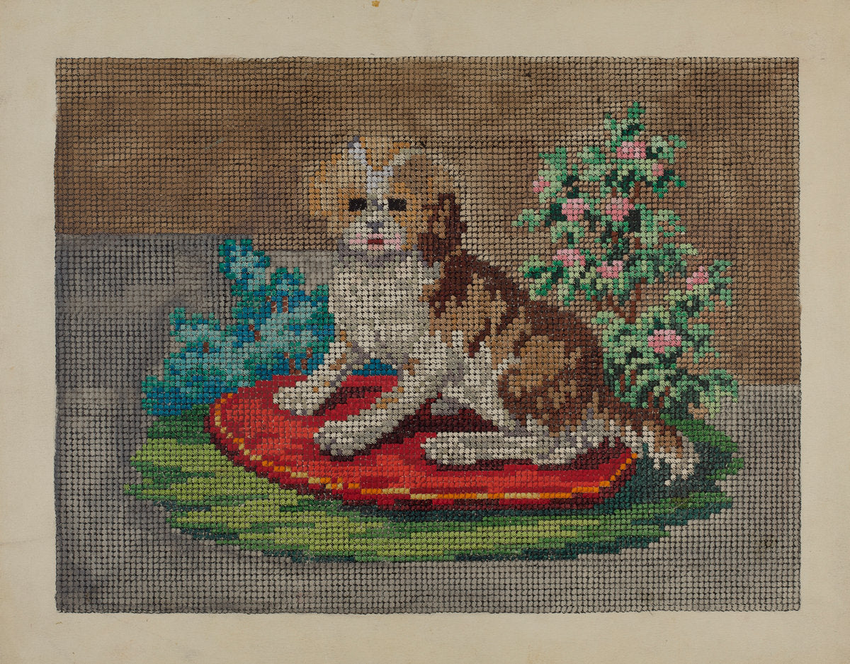 Needlepoint Dog by Evelyn Bailey (American, active c. 1935), 16X12"(A3)Poster Print