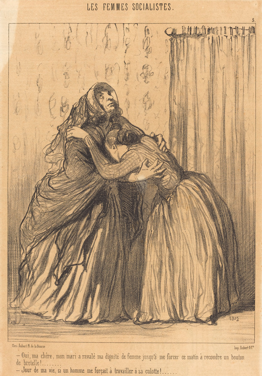 Oui, ma chère, mon mari a ravalé ma dignité... by Honoré Daumier (French, 1808 - 1879), 16X12"(A3)Poster Print