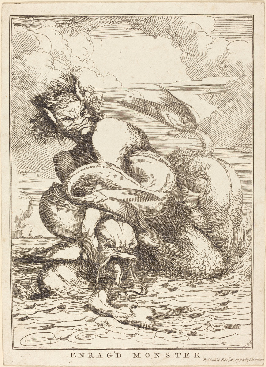 Enrag'd Monster by John Hamilton Mortimer (British, 1740 - 1779), 16X12"(A3)Poster Print
