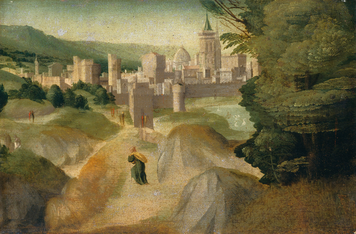Scenes from a Legend by Giovanni Larciani (Master of the Kress Landscapes) (Italian, 1484 - 1527), 16X12"(A3)Poster Print