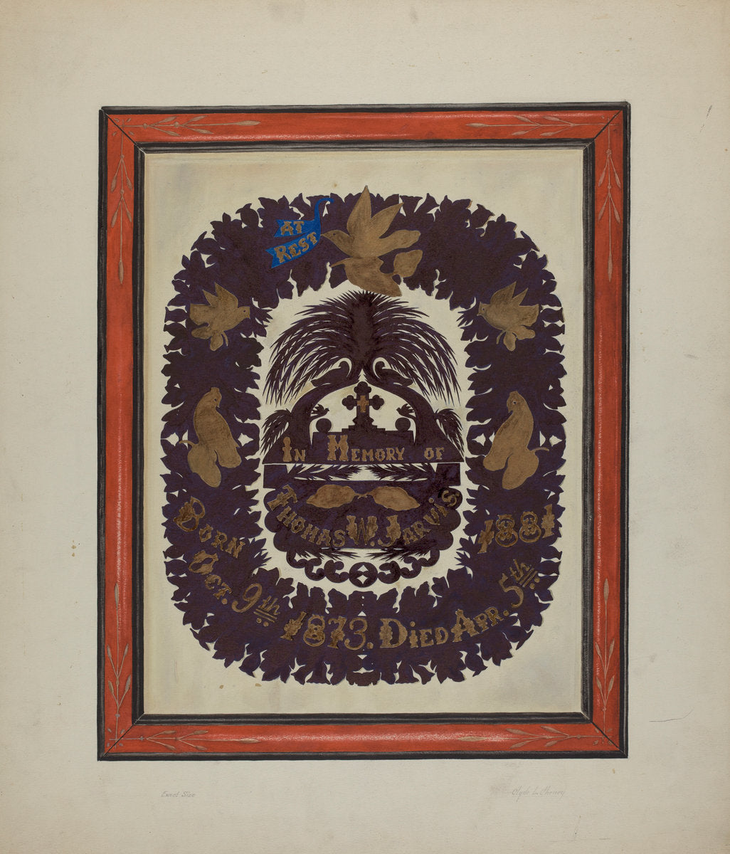 Framed Paper Cutting by Clyde L. Cheney (American, active c. 1935), 16X12"(A3)Poster Print