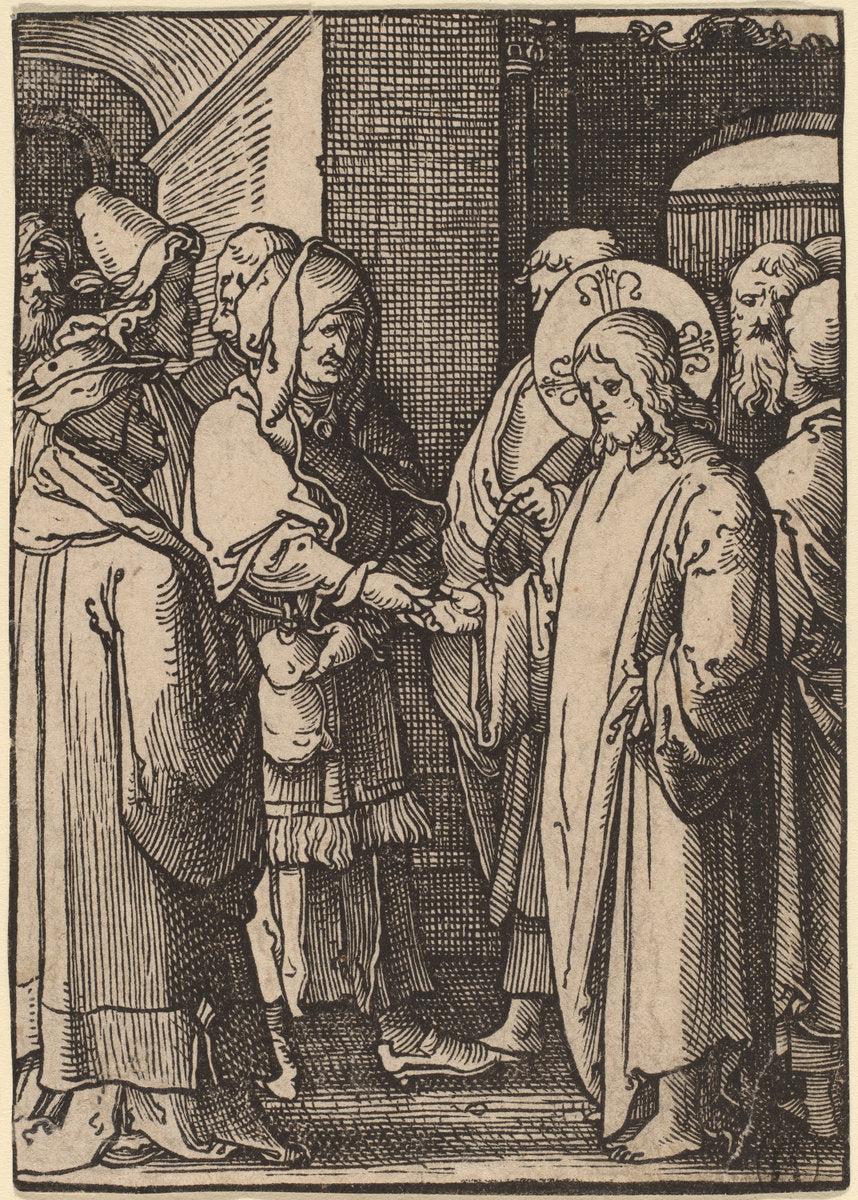 The Tribute Money by Lucas van Leyden (Netherlandish, 1489/1494 - 1533), 16X12"(A3)Poster Print