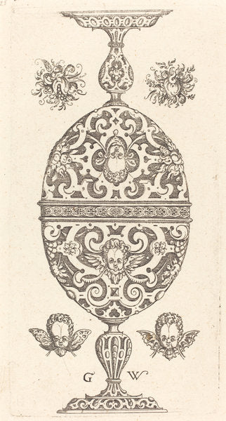Two small goblets superimposed in reverse by Georg Wechter I (German, c. 1526 - 1586), 16X12"(A3)Poster Print