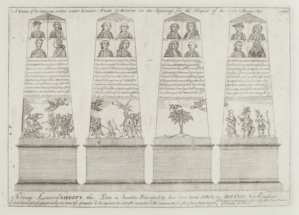 The Obelisk under the Liberty Tree, Boston by Paul Revere (American, 1735 - 1818), 16X12"(A3)Poster Print
