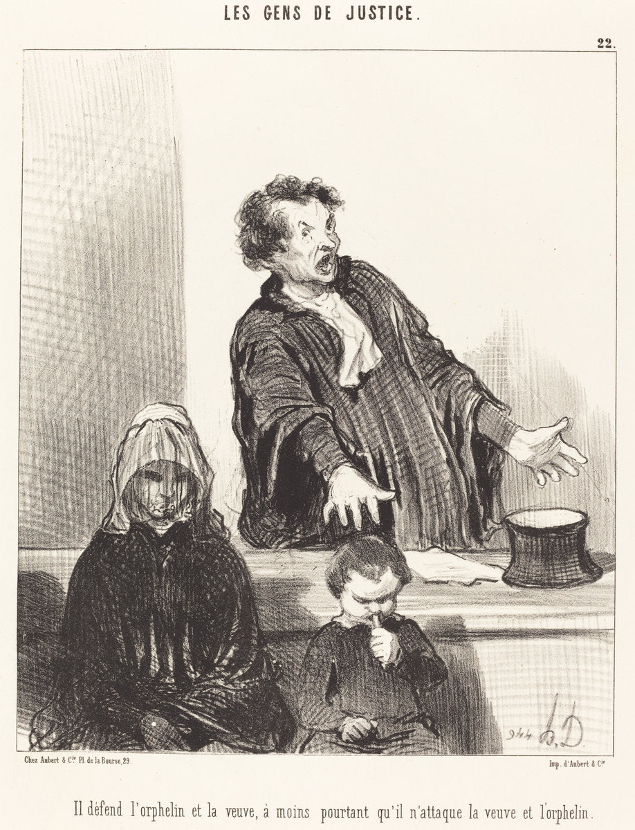 Il défend l'orphelin et la veuve, a moins... by Honoré Daumier (French, 1808 - 1879), 16X12"(A3)Poster Print
