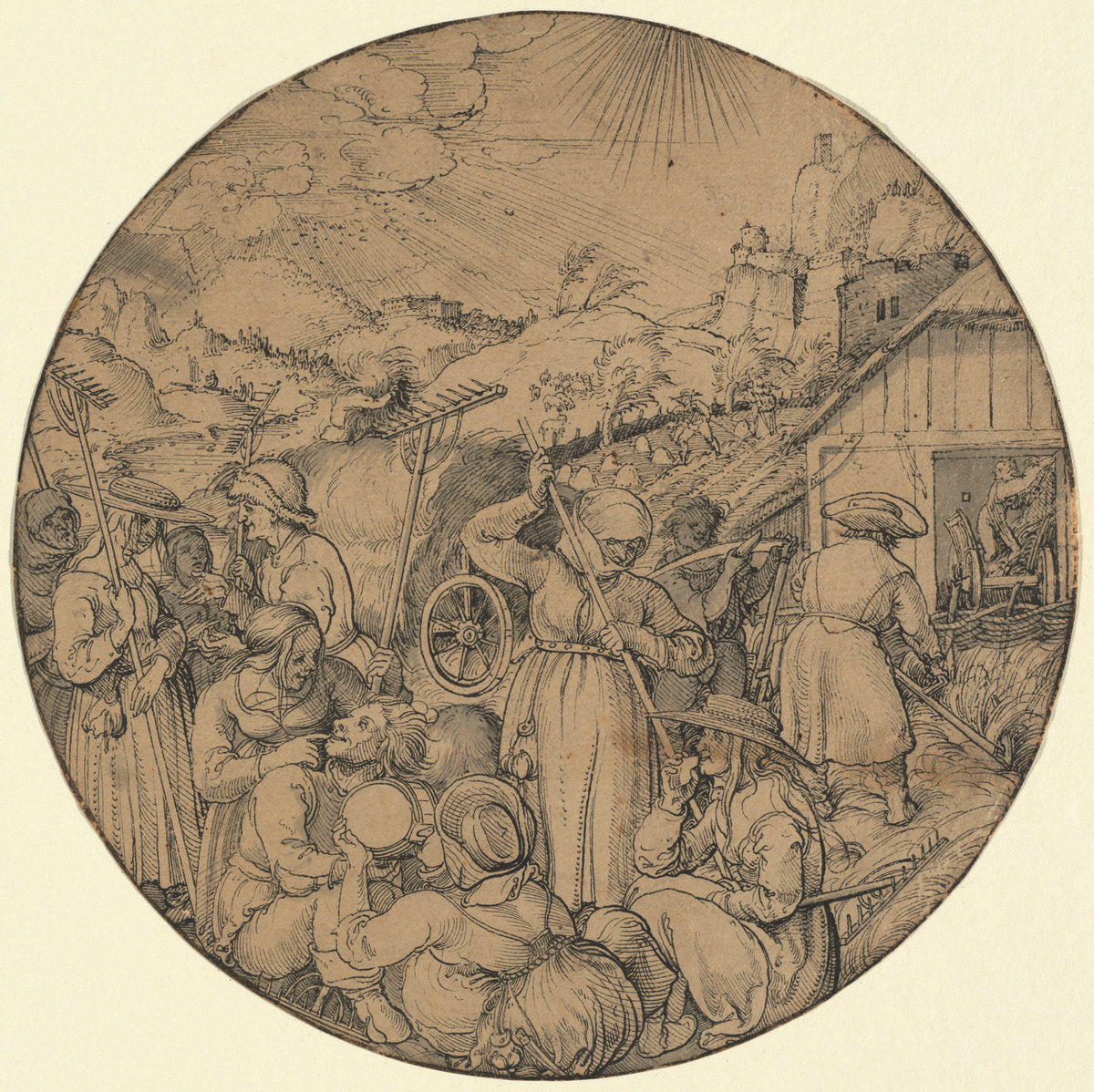 The Hay Harvest (June) by Jorg Breu I (German, c. 1480 - 1537), 16X12"(A3)Poster Print