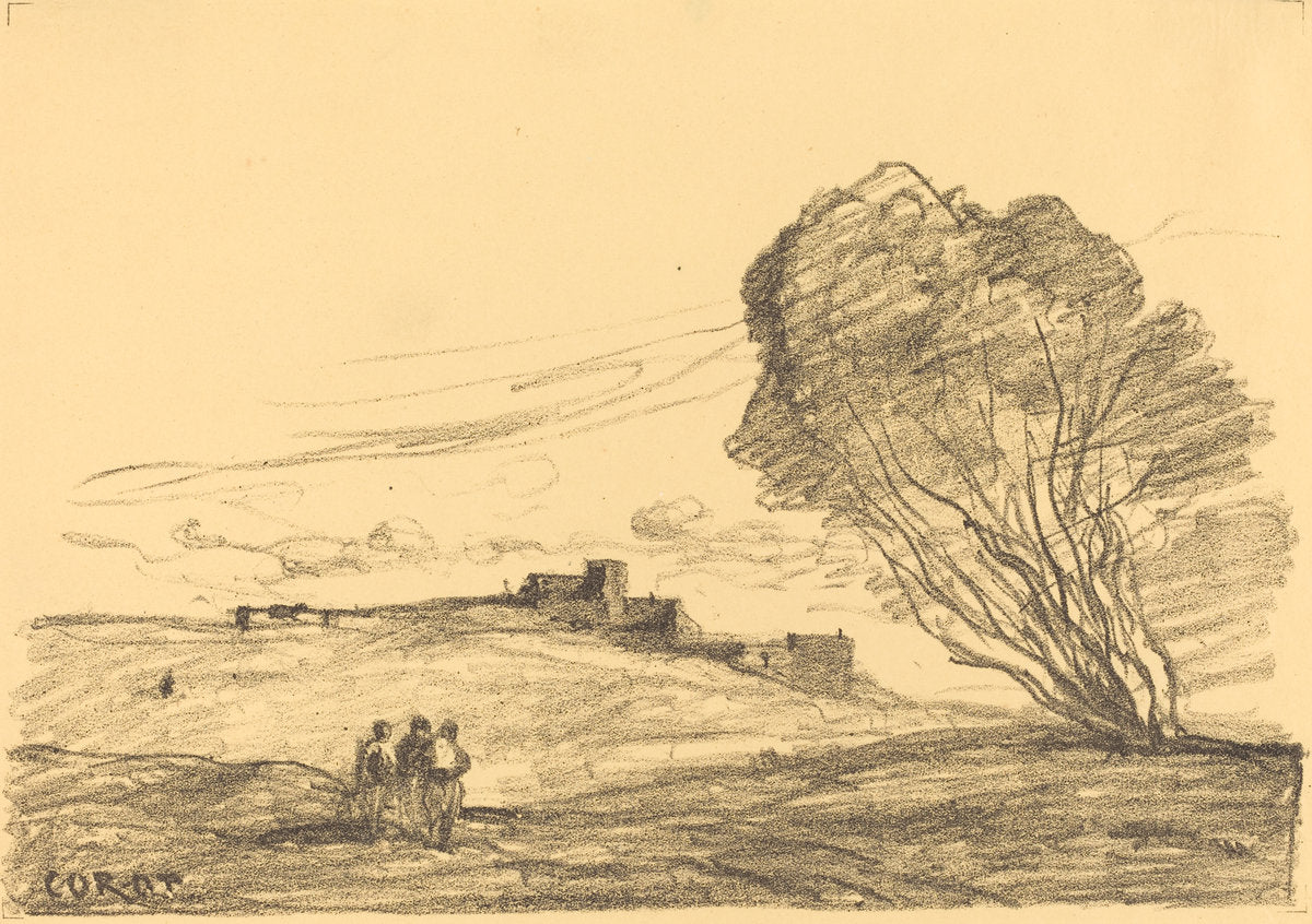 The Isolated Fort (Le Fort detache) by Jean-Baptiste-Camille Corot (French, 1796 - 1875), 16X12"(A3)Poster Print