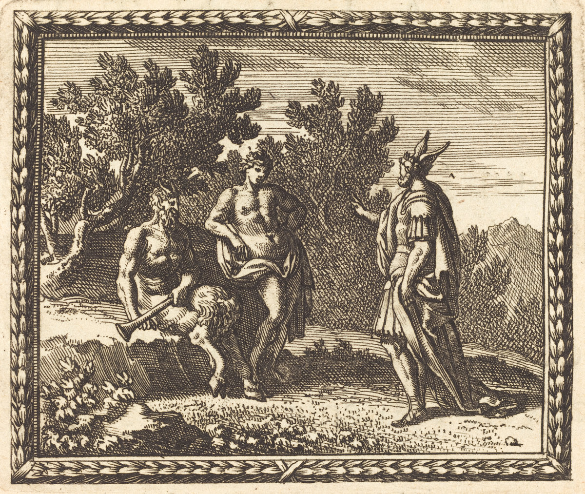 Midas with Apollo and Pan by Jean Lepautre (French, 1618 - 1682), 16X12"(A3)Poster Print