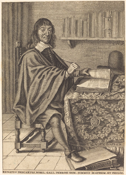 engraving on laid paper by French 17th Century (René Descartes), 16X12"(A3)Poster Print