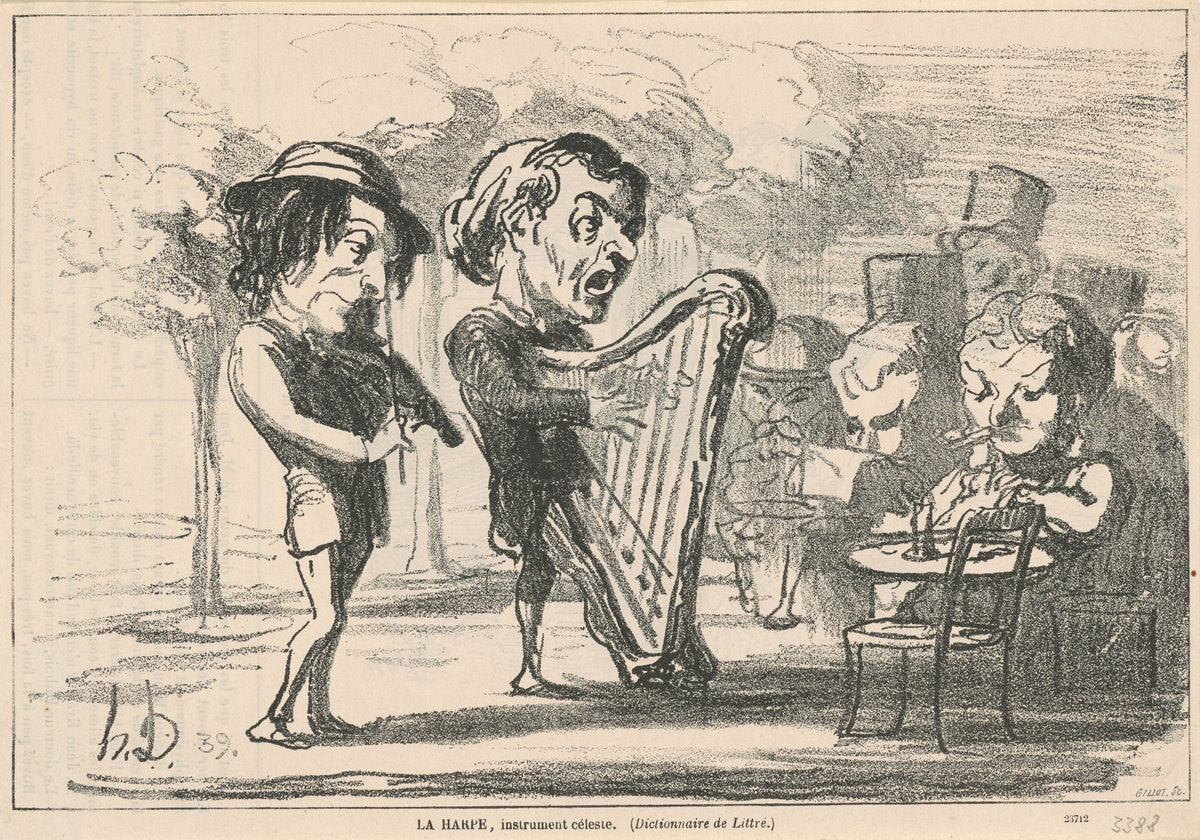 La harpe, instrument céleste by Honoré Daumier (French, 1808 - 1879), 16X12"(A3)Poster Print
