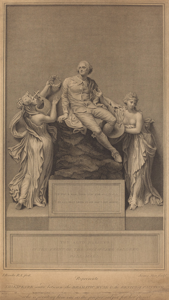 Monument to William Shakespeare by James Stow after Thomas Banks (British, c. 1770 - 1820 or after), 16X12"(A3)Poster Print