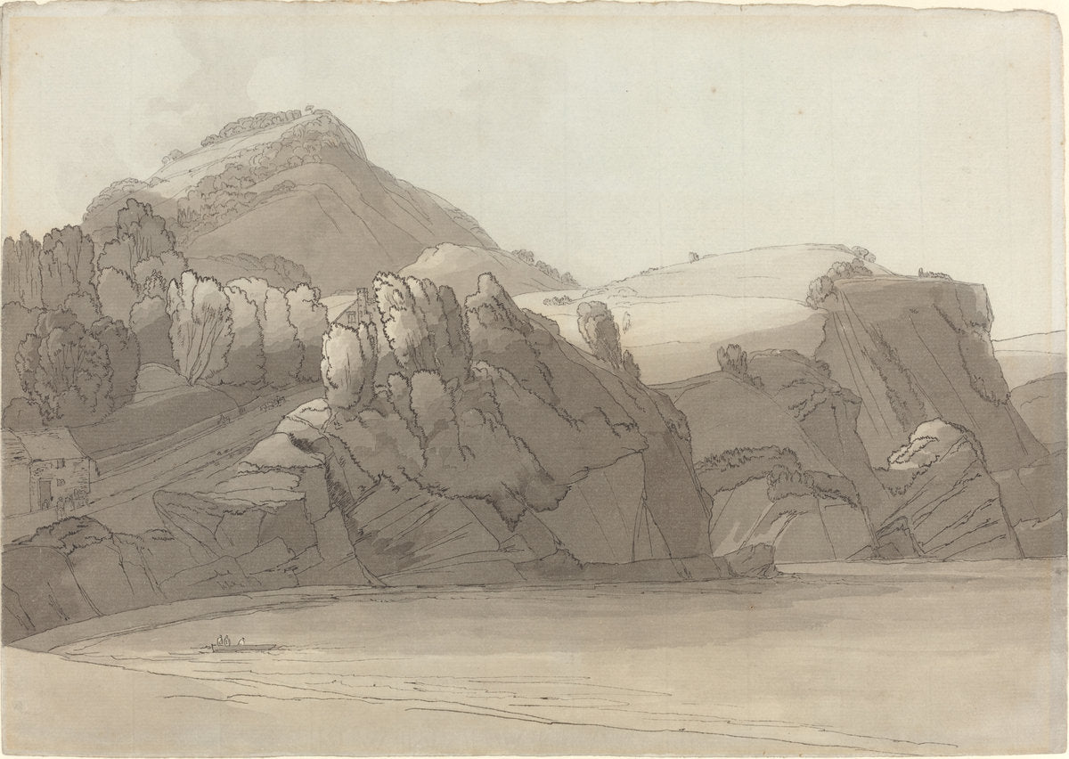 A Rocky Shore at Coombmartin, Devon (Combe Martin Bay) by Francis Towne (British, 1739 - 1816), 16X12"(A3)Poster Print