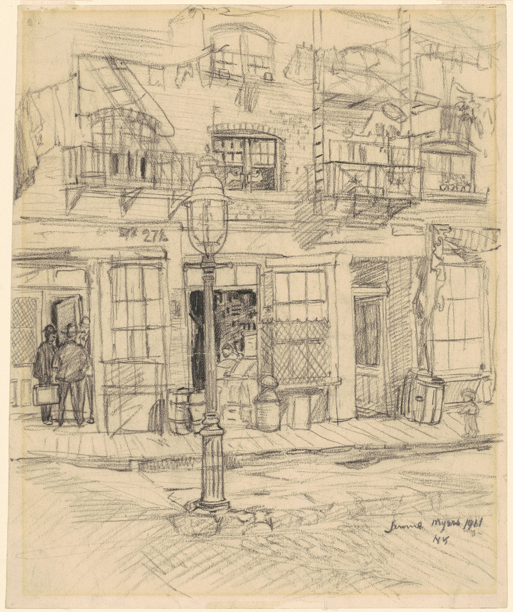 New York Street Scene by Jerome Myers (American, 1867 - 1940), 16X12"(A3)Poster Print