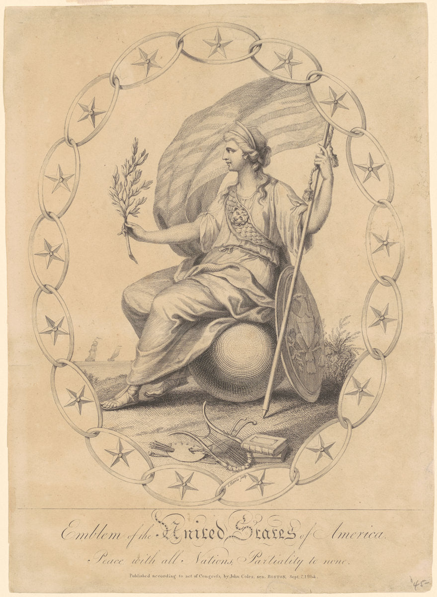 Emblem of the United States of America by Samuel A. Harris (American, 1783 - 1810), 16X12"(A3)Poster Print