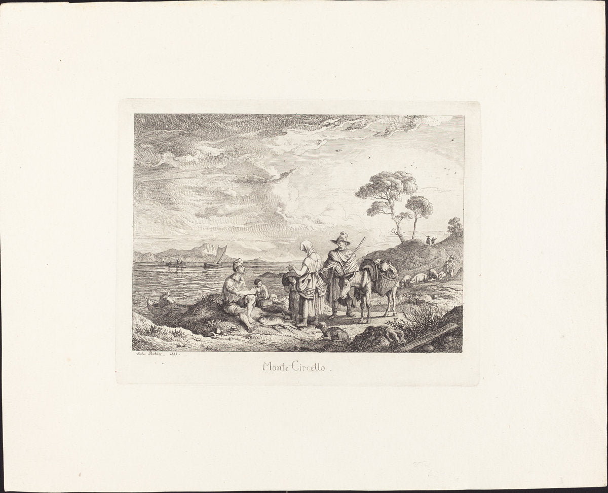 Monte Circello by Ludwig Richter (German, 1803 - 1884), 16X12"(A3)Poster Print