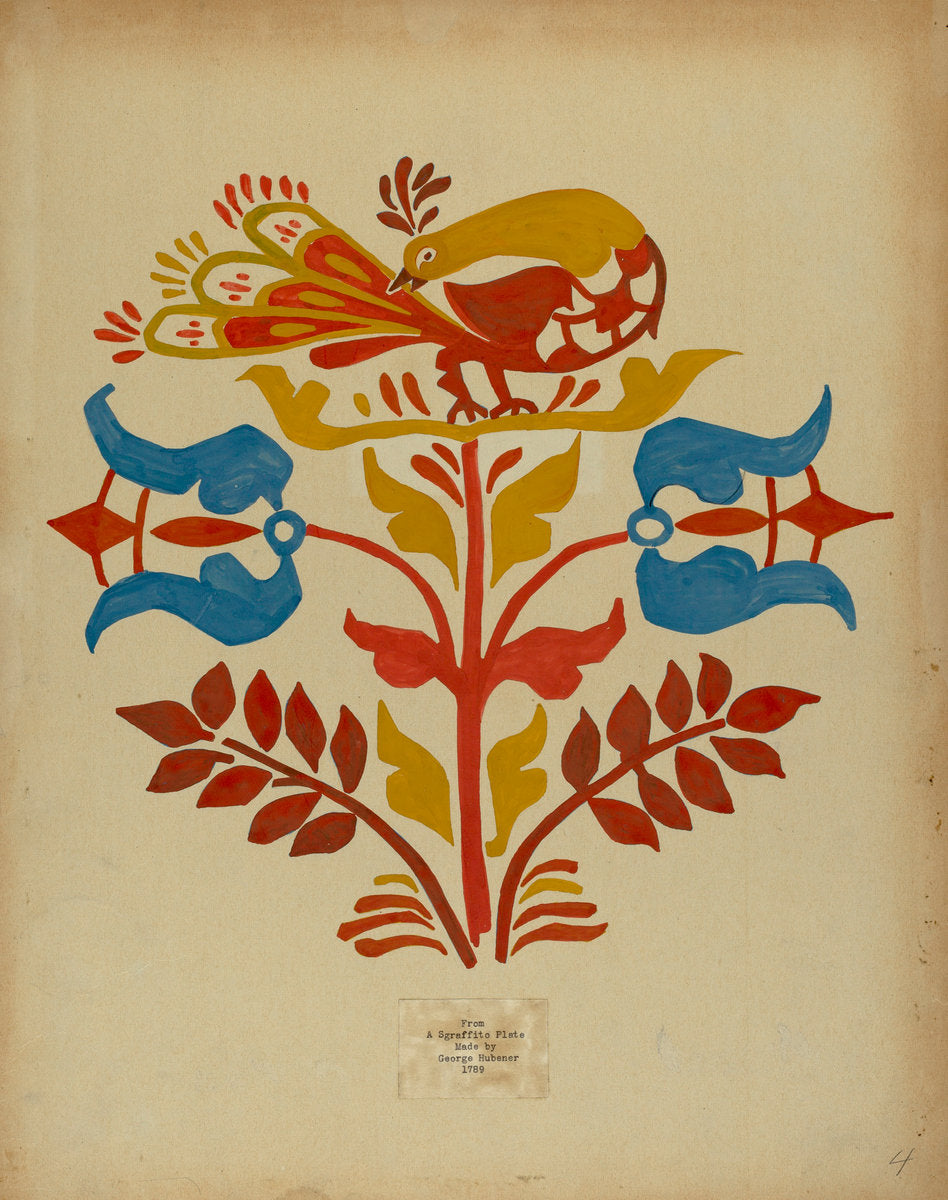 c. 1939 by American 20th Century (Drawing for Plate 4: From Portfolio "Folk Art of Rural Pennsylvania"), 16X12"(A3)Poster Print