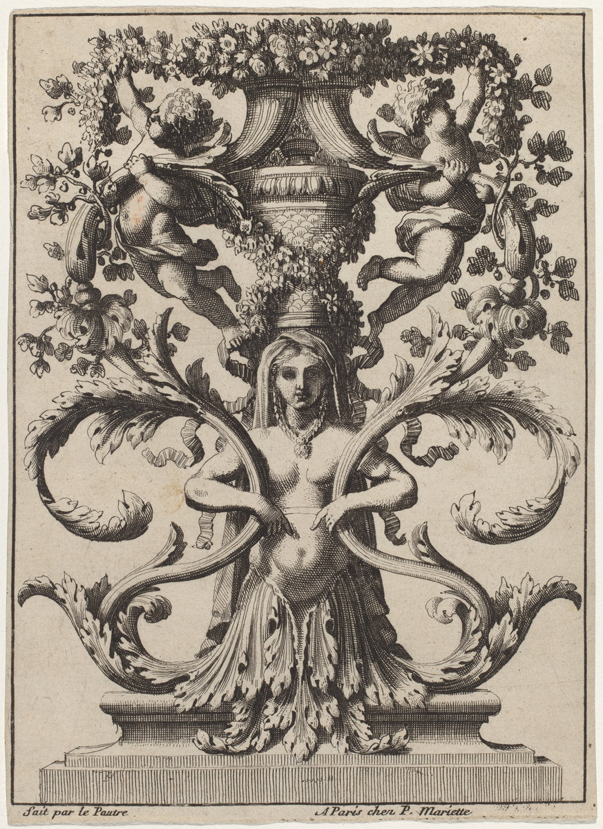 Ornament by Jean Lepautre (French, 1618 - 1682), 16X12"(A3)Poster Print
