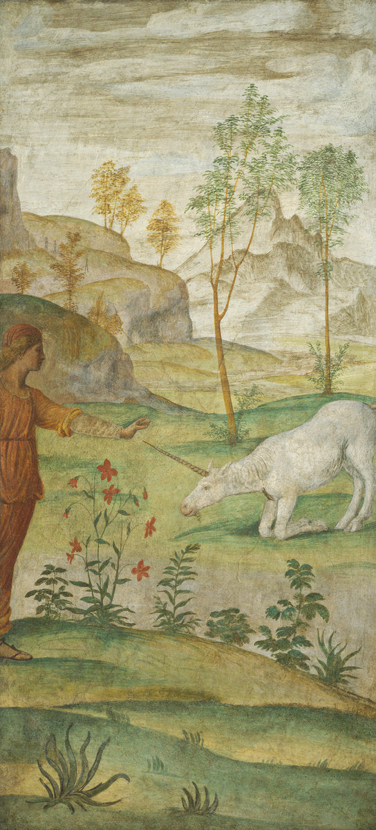 Procris and the Unicorn by Bernardino Luini (Italian, c. 1480 - 1532), 16X12"(A3)Poster Print