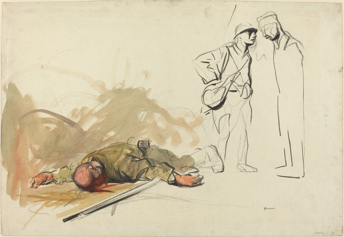 Dead German Soldier by Jean-Louis Forain (French, 1852 - 1931), 16X12"(A3)Poster Print