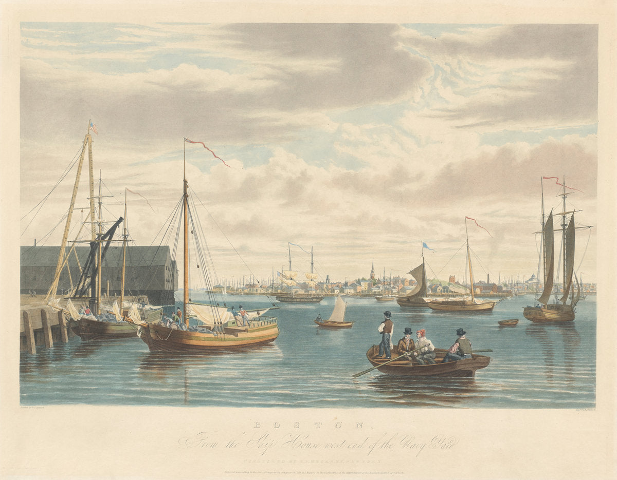 Boston: From the Ship House West End of the Navy Yard by William James Bennett (American, born England, 1787 - 1844), 16X12"(A3)Poster Print
