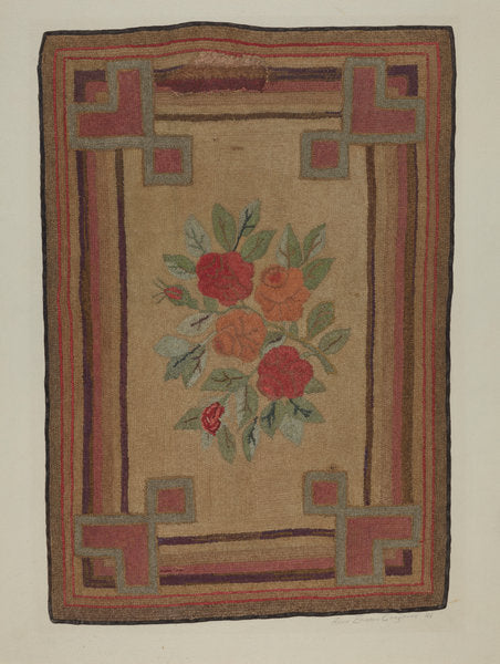 Hooked Rug by Alice Cosgrove (American, active c. 1935), 16X12"(A3)Poster Print