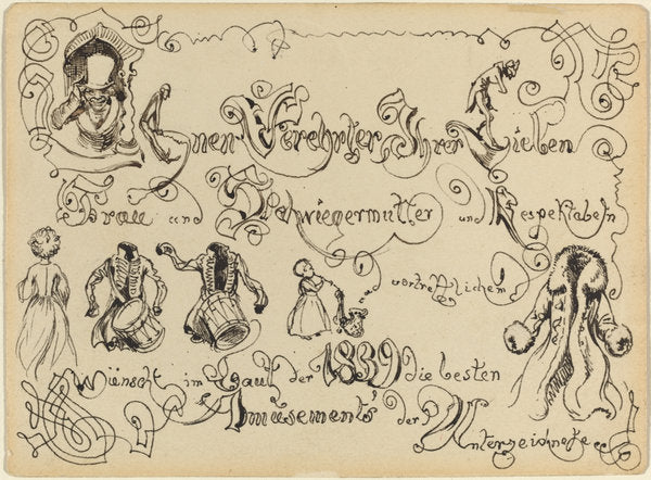 A New Year's Greeting by Adolph Menzel (German, 1815 - 1905), 16X12"(A3)Poster Print