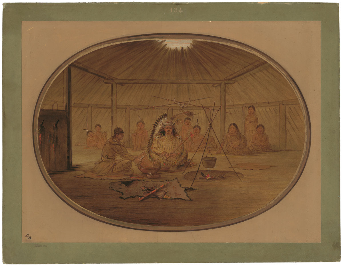 Catlin Feasted by the Mandan Chief by George Catlin (American, 1796 - 1872), 16X12"(A3)Poster Print