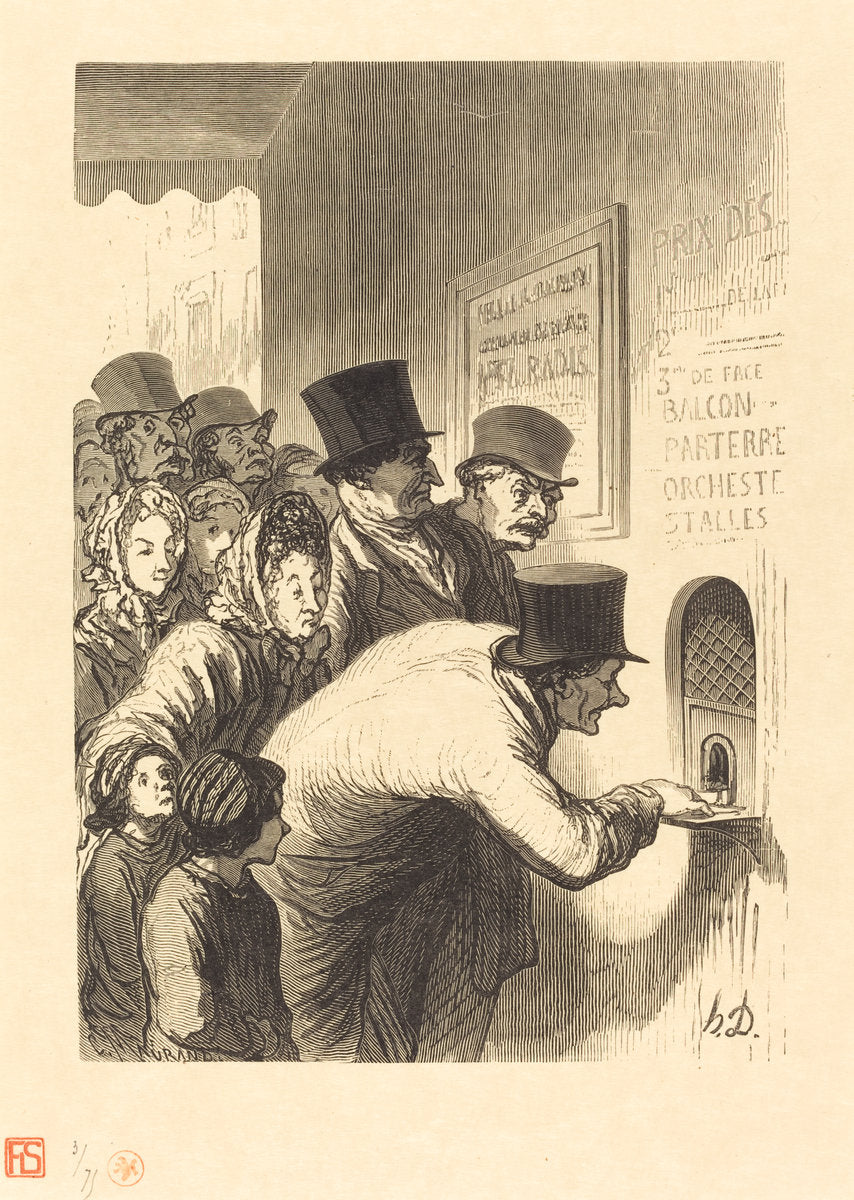 Un Guichet de théâtre by Charles Maurand after Honoré Daumier (French, active 1863/1881), 16X12"(A3)Poster Print