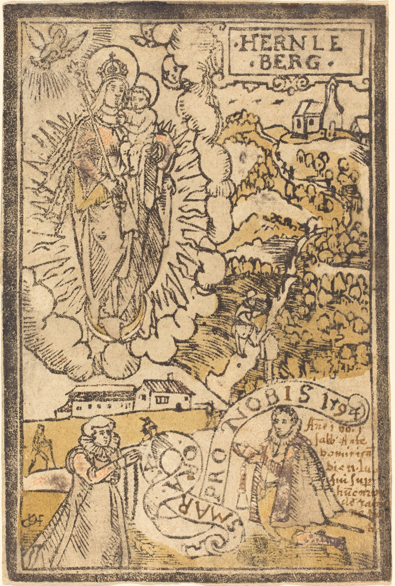 1592 by German 16th Century (Madonna of the Hernleberg), 16X12"(A3)Poster Print