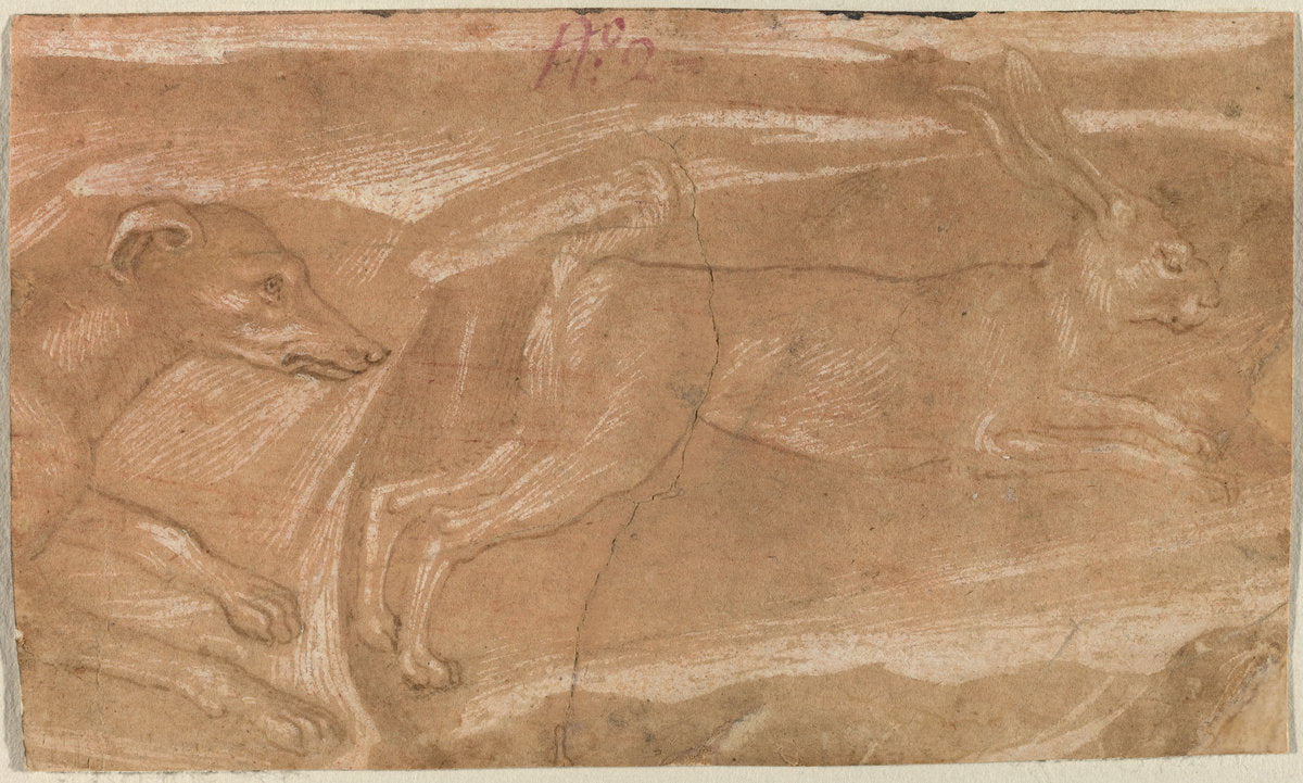 A Hound Chasing a Hare by Benozzo Gozzoli (Florentine, c. 1421 - 1497), 16X12"(A3)Poster Print