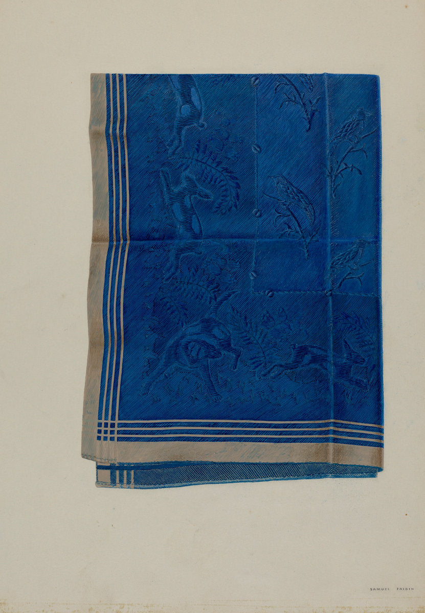 Blue Silk Scarf by Samuel Faigin (American, active c. 1935), 16X12"(A3)Poster Print