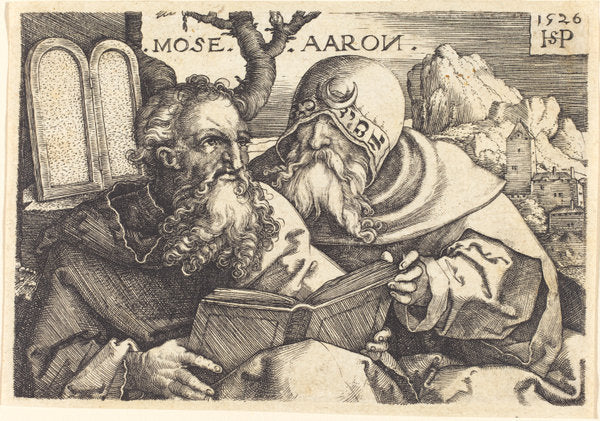 Moses and Aaron by Sebald Beham (German, 1500 - 1550), 16X12"(A3)Poster Print
