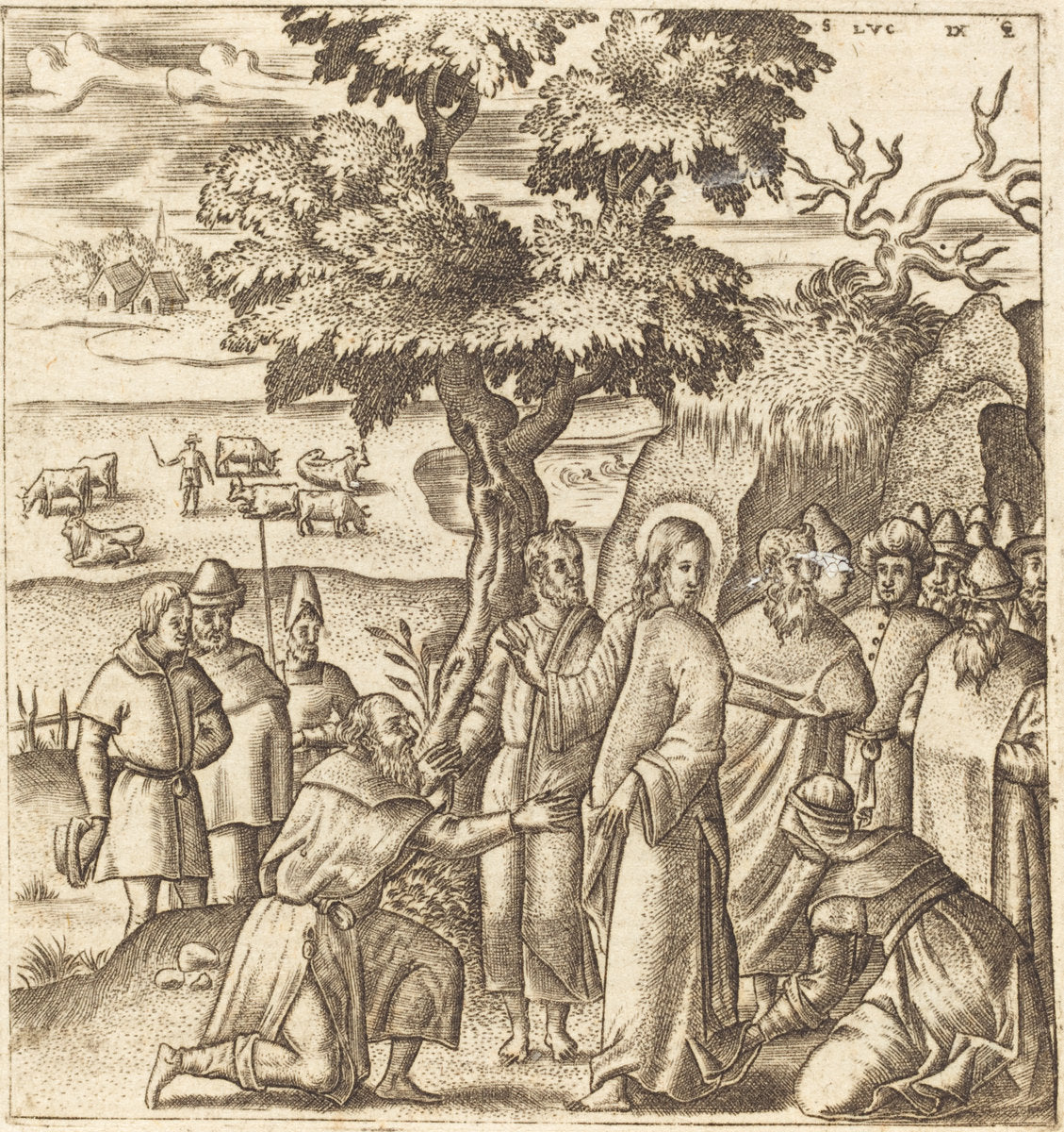 Christ Heals a Sick Woman by Léonard Gaultier (French, 1561 - 1641), 16X12"(A3)Poster Print
