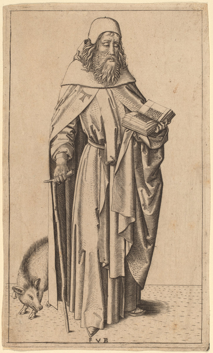 Saint Anthony by Master FVB (Flemish, active c. 1480/1500), 16X12"(A3)Poster Print