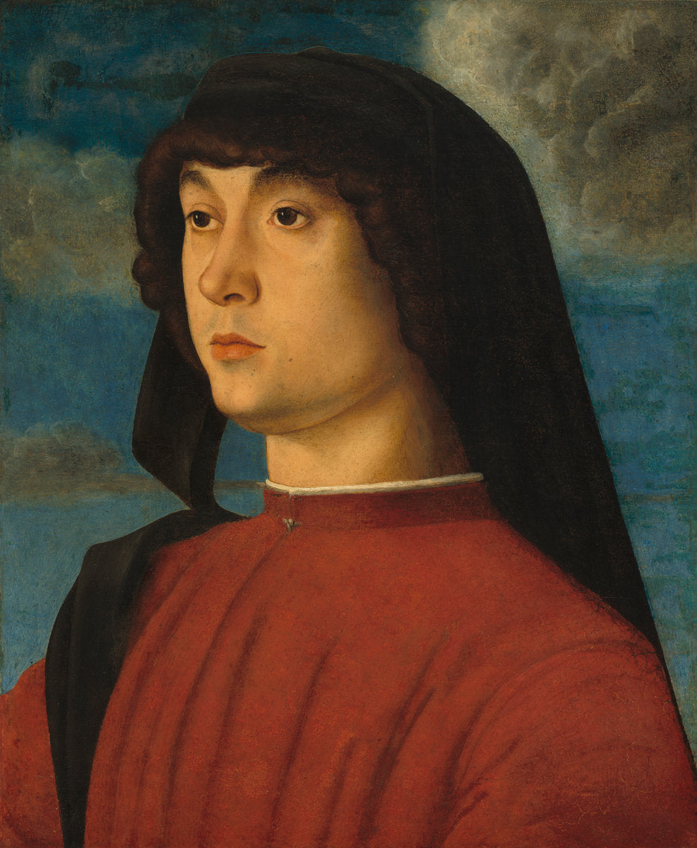 Portrait of a Young Man in Red by Giovanni Bellini (Venetian, c. 1430/1435 - 1516), 16X12"(A3)Poster Print
