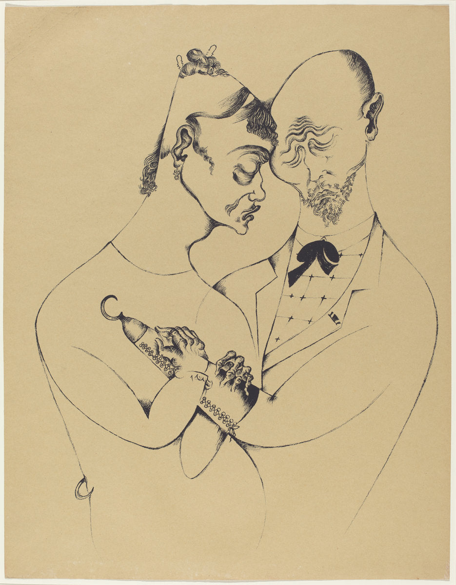 Das Ehepaar (The Married Couple) by Heinrich Hoerle (German, 1895 - 1936), 16X12"(A3)Poster Print