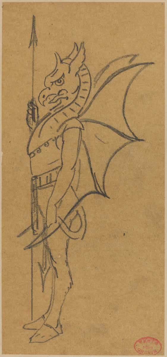 Figure Dressed as a Griffin by Alfred Grévin (French, 1827 - 1892), 16X12"(A3)Poster Print